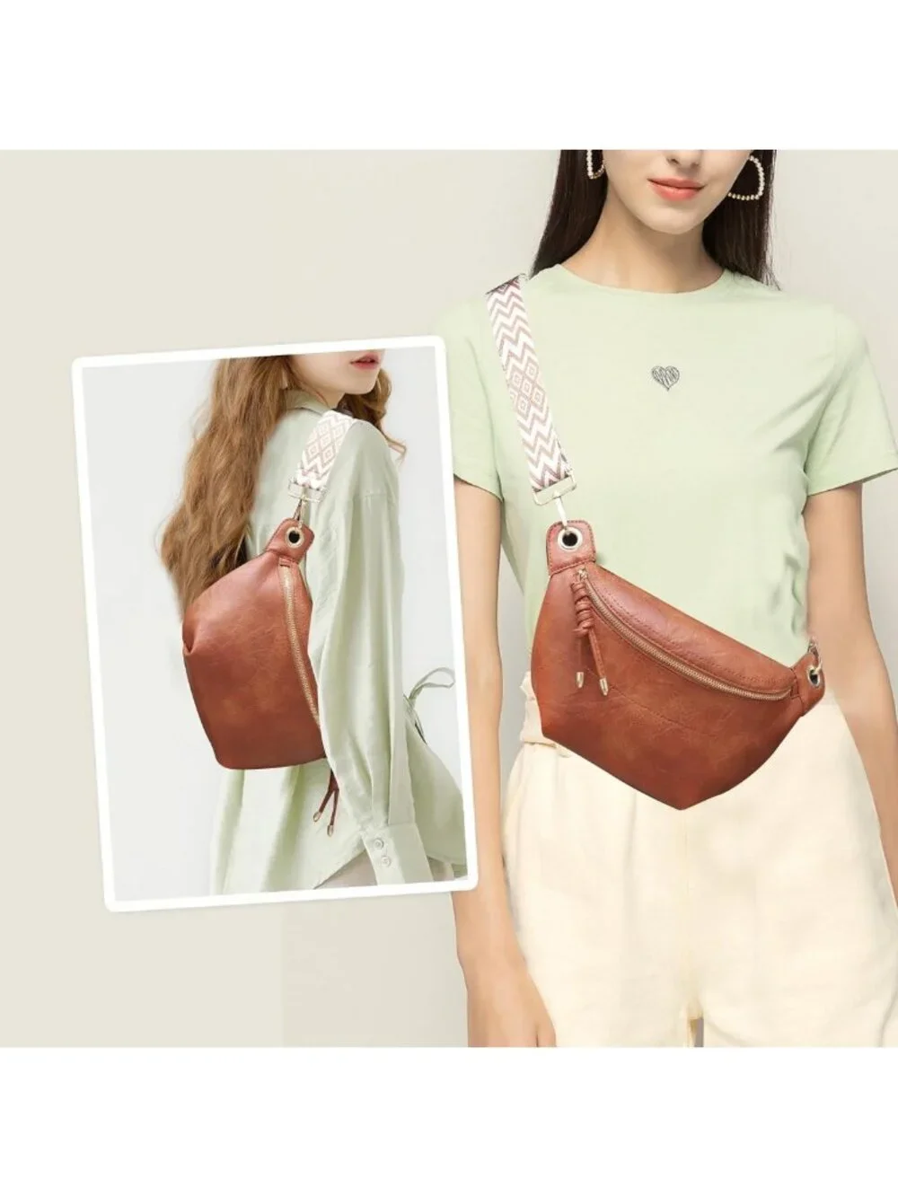 Trendy Women's Fanny Pack Waist Bag - Stylish Crossbody Chest Purse with 2